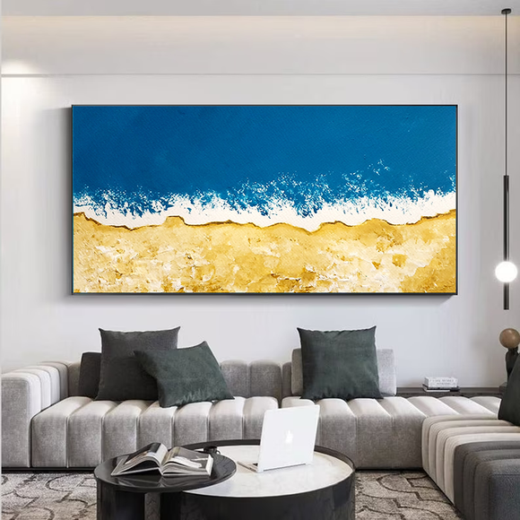 Extra Large Deep Blue Ocean Wave Painting