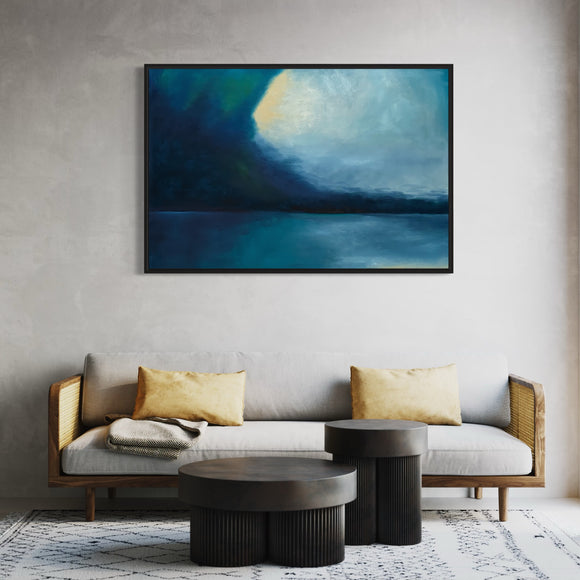 Extra Large Blue Sea and Sky Reflection Abstract Oil Painting #1