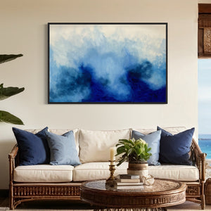 Extra Large Blue and White Abstract Oil Painting