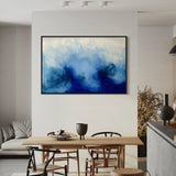 Extra Large Blue and White Abstract Oil Painting