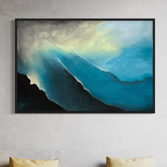 Extra Large Blue Waves and Ripples Abstract Oil Painting