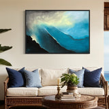 Extra Large Blue Waves and Ripples Abstract Oil Painting