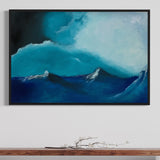 Extra Large Blue Waves Stormy Scene Abstract Oil Painting