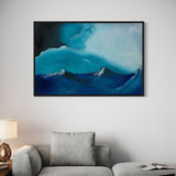 Extra Large Blue Waves Stormy Scene Abstract Oil Painting