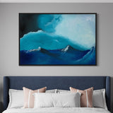 Extra Large Blue Waves Stormy Scene Abstract Oil Painting