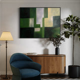 Extra Large Geometric Green Abstract Oil Painting