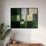 Extra Large Geometric Green Abstract Oil Painting