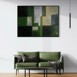 Extra Large Geometric Green Abstract Oil Painting