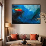 Extra Large Blue Red and Yellow Abstract Oil Painting