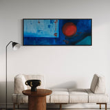 Extra Large Narrow Blue and Orange Abstract Oil Painting