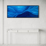 Extra Large Narrow Whimsical Blue Abstract Oil Painting