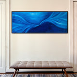 Extra Large Narrow Whimsical Blue Abstract Oil Painting