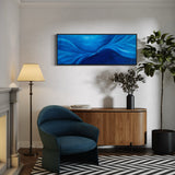 Extra Large Narrow Whimsical Blue Abstract Oil Painting