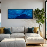 Extra Large Narrow Whimsical Blue Abstract Oil Painting