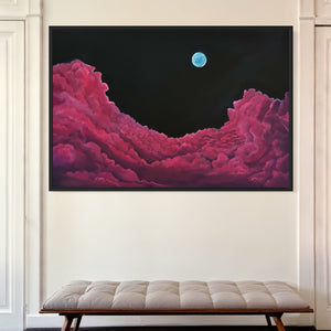 Extra Large Night Sky with Pink Clouds Abstract Oil Painting