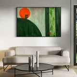 Extra Large Green and Orange Abstract Oil Painting #3