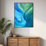 Extra Large Whimsical Blue and Green Abstract Oil Painting