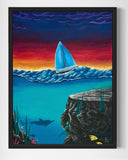 A Distant Voyage. 18 x 24” Acrylic Painting. Sail Boat at Sea