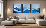 3 Piece Set  - Extra Large Stormy Waves Abstract Oil Painting