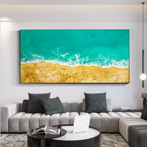 Extra Large Turquoise Ocean Wave Acrylic Painting