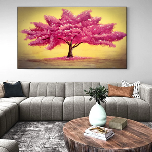 Extra Large Pink Blossom Tree Acrylic Painting