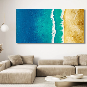 Extra Large Arial Beach with Gentle Waves Acrylic Painting